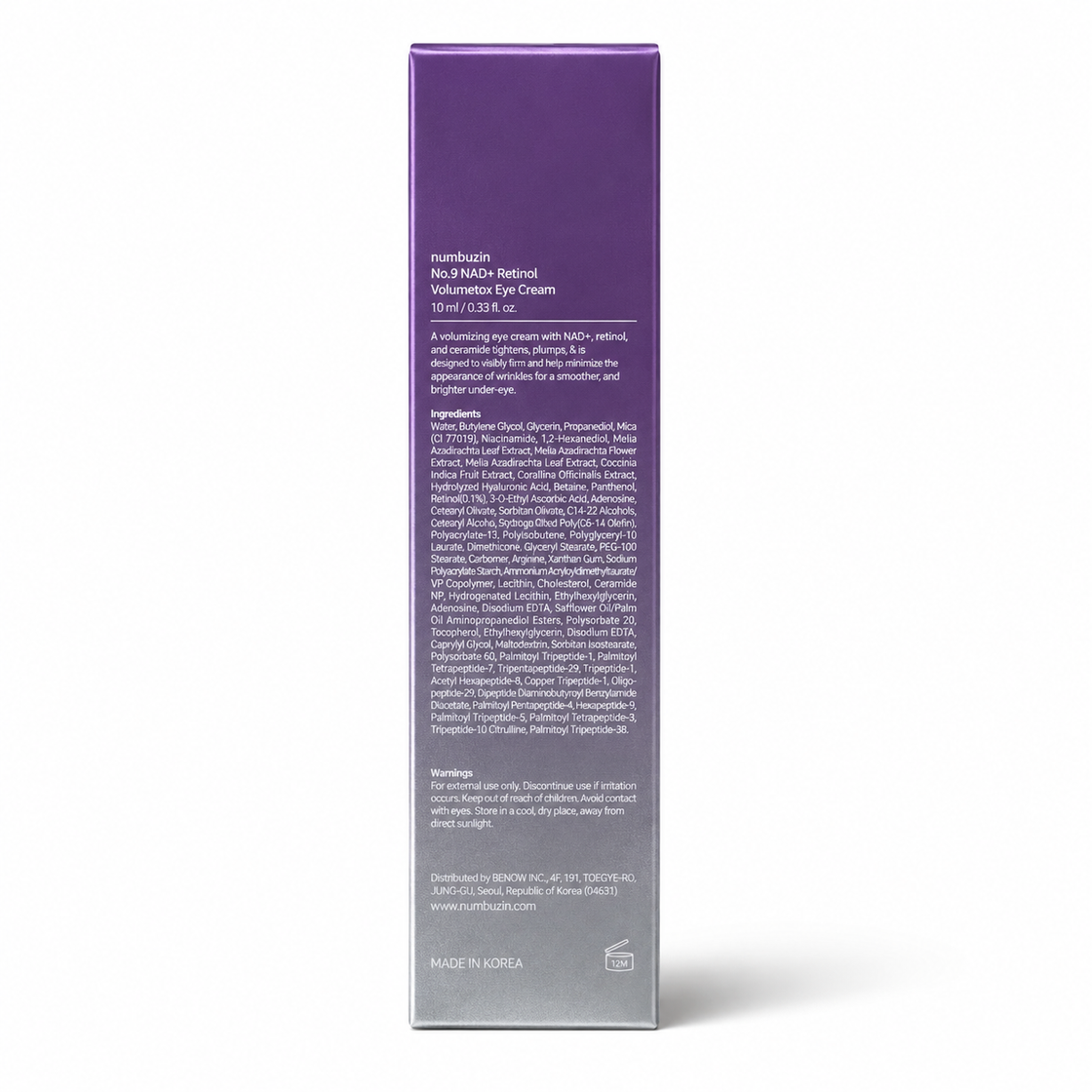 Numbuzin No.9 NAD+ Retinol Volumetox Eye Cream - 10ML