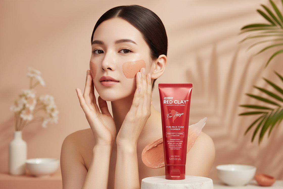 MISSHA Amazon red clay pore pack foam cleanser ￼