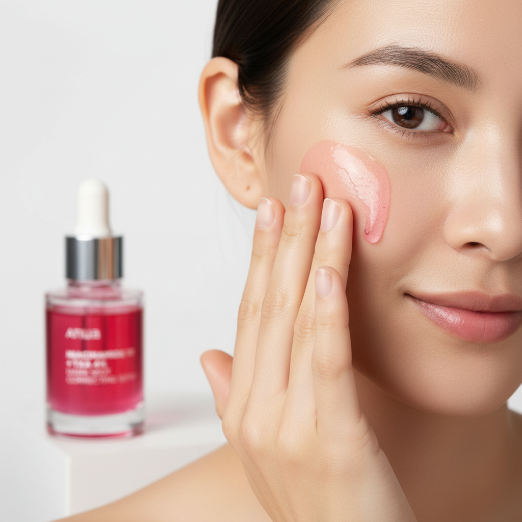 Model using Anua Niacinamide Serum