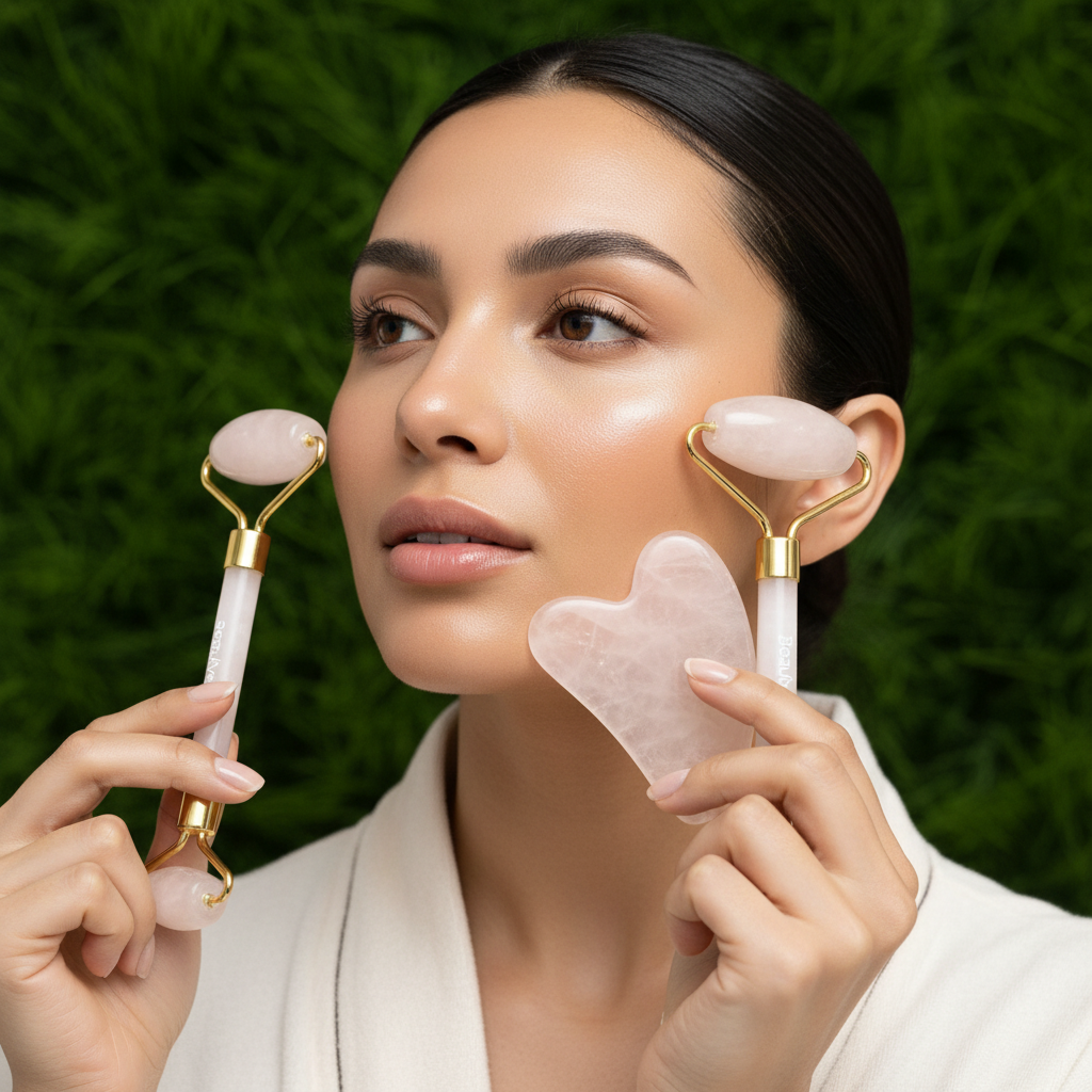 Model using facial roller