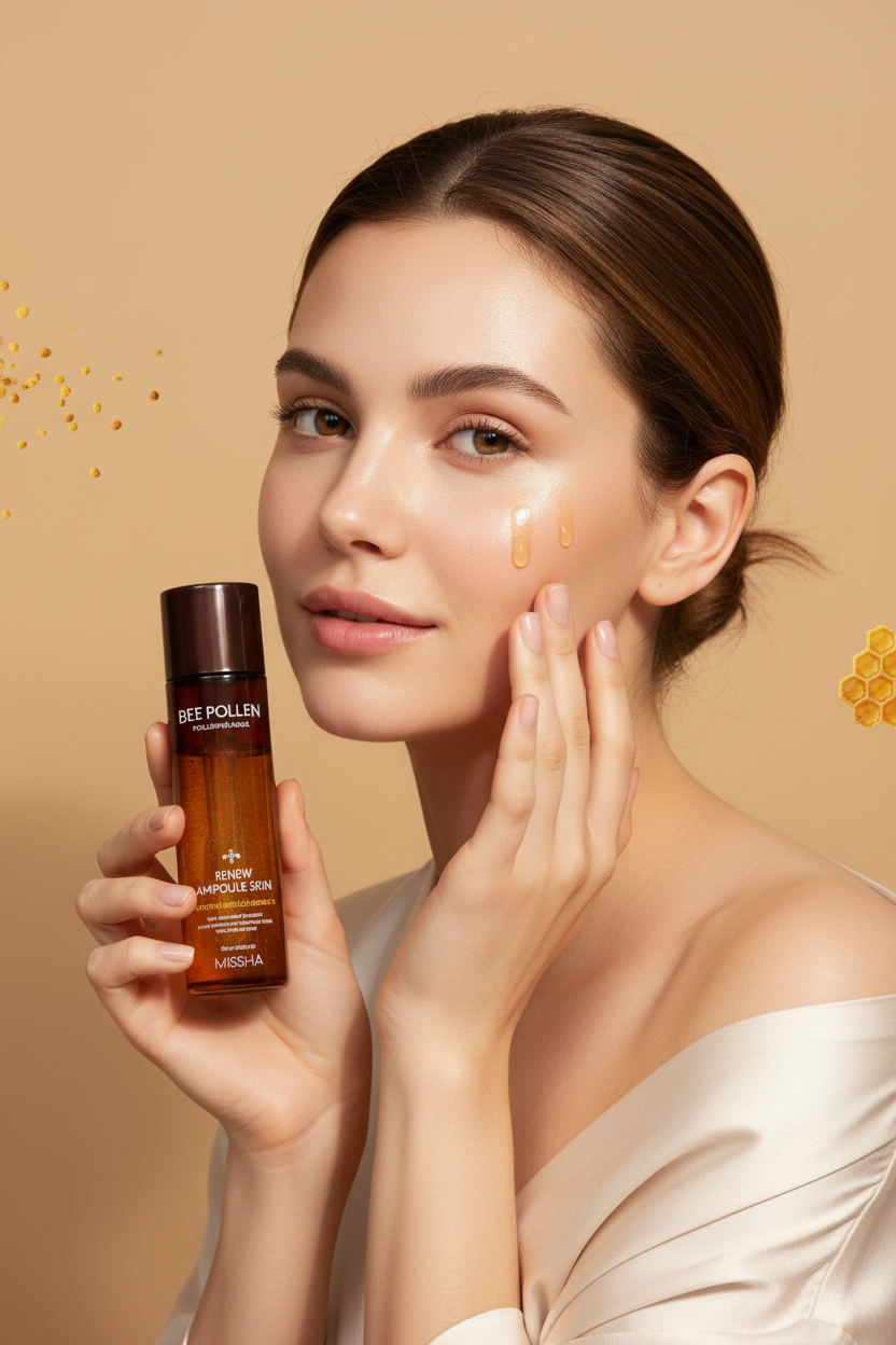 Model with Bee Pollen Renew Ampoule Skin